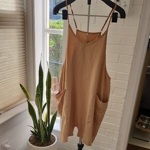 Tan Shorts Jumpsuit, 2xl Plus